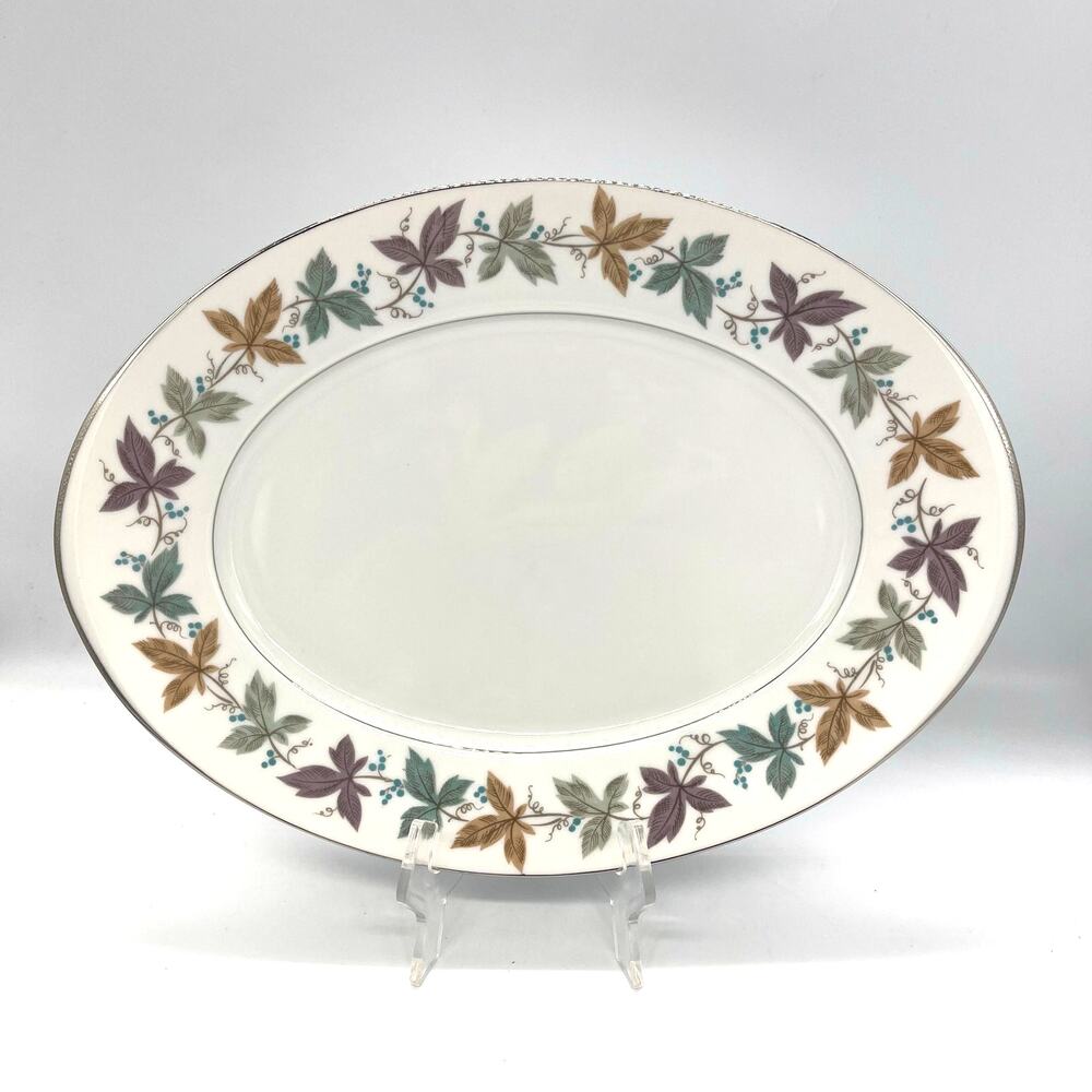 Sango Fine China Argent 14" Platter Autumn Fall Leaves